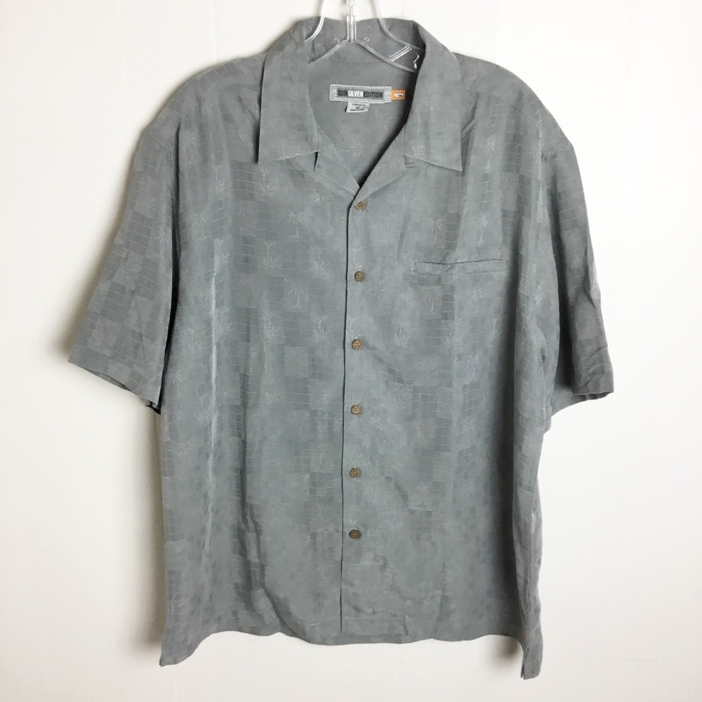 Vintage Quicksilver Gray Button Down Mens Shirt Size M Hawaii Style